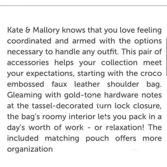 Kate & Mallory Red Studded Croc Embossed Faux Leather Shoulder Bag and Pouch - Picture 2 of 16